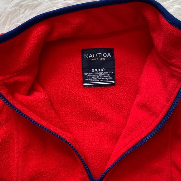 {Nautica} Fleece Zip-Up Jacket in Red & Navy - Girls' 4 - Picture 4 of 5
